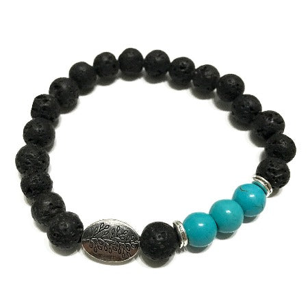 Turquoise Leaf Lava Bead Aromatherapy Bracelet