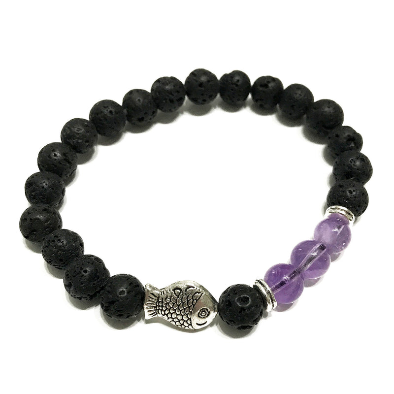 Amethyst Lava Bead Aromatherapy Bracelet |  Freya Natural Therapy