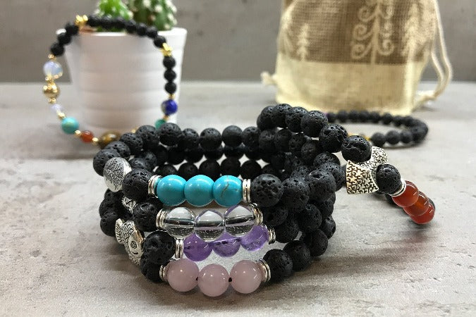 Lava Bead Bracelet - Chakra Elephant