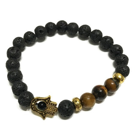 Tigers Eye Lava Bead Aromatherapy Bracelet