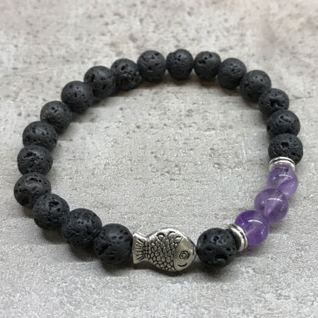 Amethyst Lava Bead Aromatherapy Bracelet