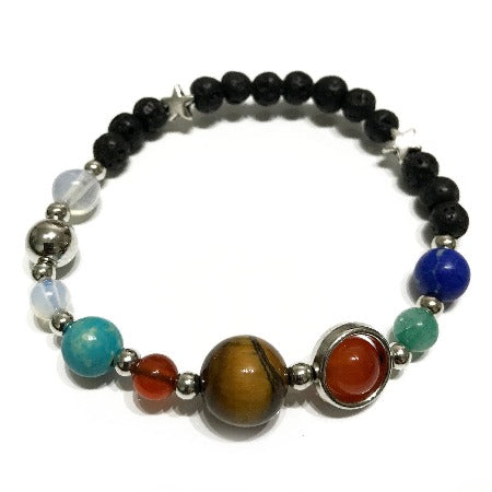 silver solar system lava bead bracelet